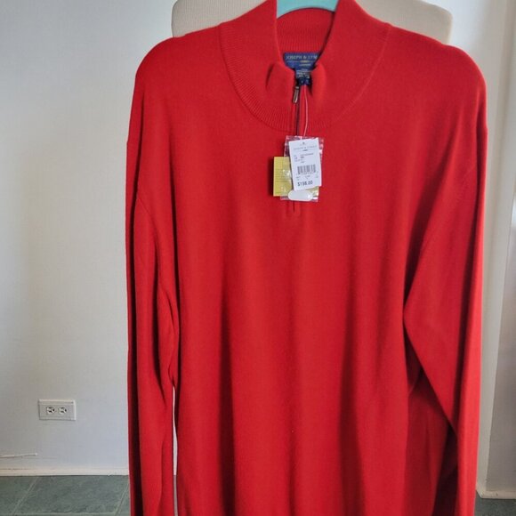 NWT – Joseph & Lyman Men’s Red ¼ Zip Up 100% Cashmere Sweater (Size: XXL) - Picture 5 of 7